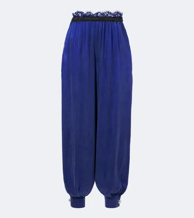 Jacques Wei Leather-trimmed Balloon Pants In Blue