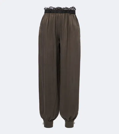 Jacques Wei Leather-trimmed Balloon Pants In Brown