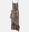 Jacques Wei Leopard-print Draped Silk Maxi Dress In Brown