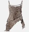 Jacques Wei Leopard-print Ruffled Silk Camisole In Brown