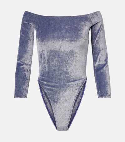 Jacques Wei Off-shoulder Bodysuit In Blue