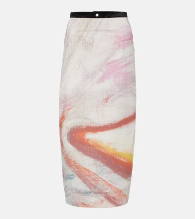 Jacques Wei Printed Cotton-blend Midi Skirt In Multicoloured