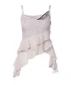 Jacques Wei Printed Ruffled Asymmetric Silk-blend Top In Neutral