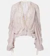 Jacques Wei Ruffled Silk-blend Shirt In Purple