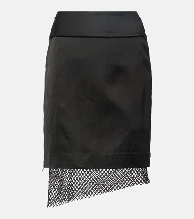 Jacques Wei Satin Midi Skirt In Black