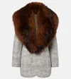 Jacques Wei Shearling-trimmed Cotton Coat In Gray