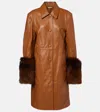 Jacques Wei Shearling-trimmed Leather Trench Coat In Brown