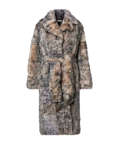 Jacques Wei Shearling Wrap Coat In Multi