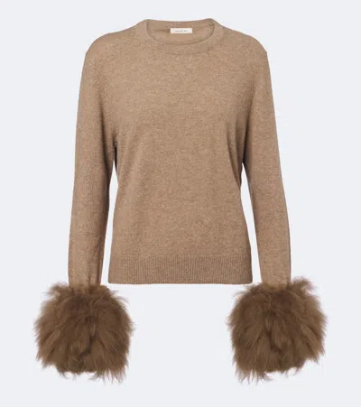 Jacques Wei Wool-trimmed Cashmere Sweater In Beige