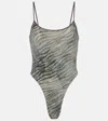 Jacques Wei Zebra-print Bodysuit In Gray