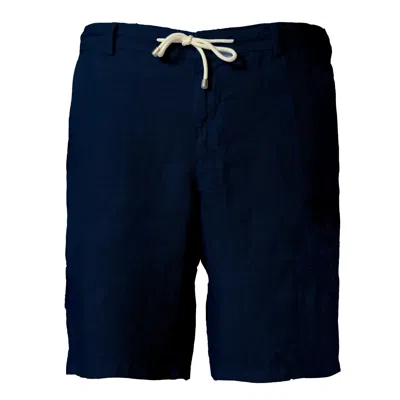 Jacques Zolty Men's Valmont Linen Bermudas Navy Blue