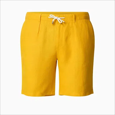 Jacques Zolty Valmont Mens Linen Bermuda Yellow Mustard In Multi