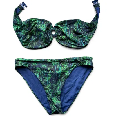 Jacques Zolty Women's Lea Bikini Jungle Print Green In Blue