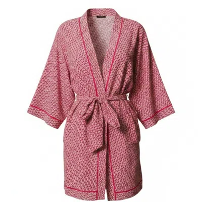Jacques Zolty Women's Nina Silk Kimono Jz Print Pink