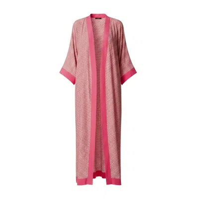 Jacques Zolty Women's Pink Anna Long Silk Kimono J Z Print