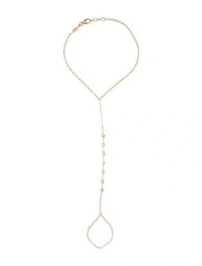 Pre-owned Jacquie Aiche 14k 7 Diamond Finger Bracelet, 4" In Multi