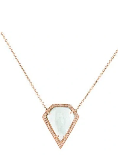 Pre-owned Jacquie Aiche 14k Aquamarine & Diamond Pendant Necklace, 18" In Multi