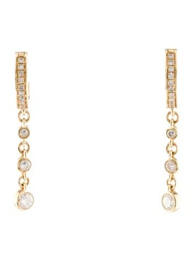 Pre-owned Jacquie Aiche 14k Diamond 3 Drop Mini Hoop Earrings In Multi