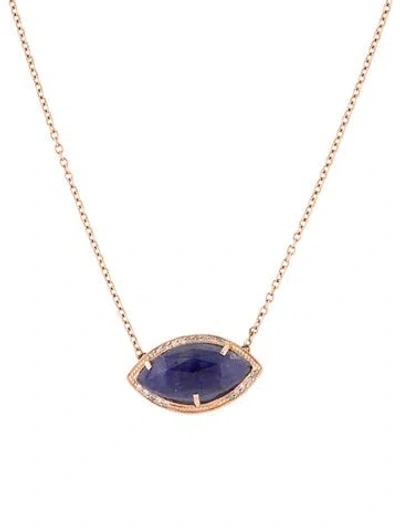 Pre-owned Jacquie Aiche 14k Diamond & Tanzanite Pendant Necklace, 18" In Multi
