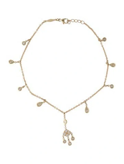 Pre-owned Jacquie Aiche 14k Diamond Anklet In Multi