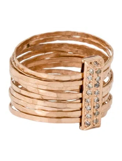 Pre-owned Jacquie Aiche 14k Diamond Brick Multi Waif Cocktail Ring