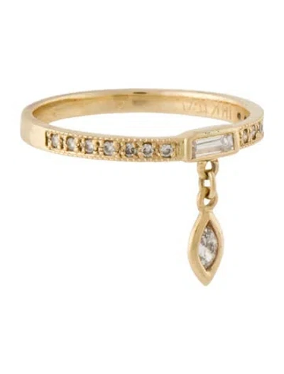 Pre-owned Jacquie Aiche 14k Diamond Dangle Ring In Multi