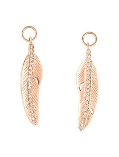 Pre-owned Jacquie Aiche 14k Diamond Feather Earring Enhancers In Multi