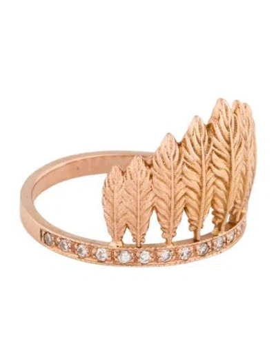 Pre-owned Jacquie Aiche 14k Diamond Feather Headdress Cocktail Band In Multi