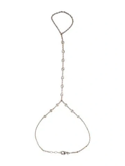 Pre-owned Jacquie Aiche 14k Diamond Finger Bracelet, 8" In Multicolor