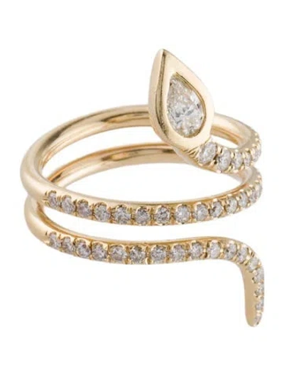 Pre-owned Jacquie Aiche 14k Diamond Head Coil Cocktail Ring In Multi