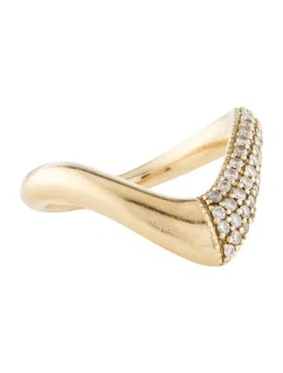 Pre-owned Jacquie Aiche 14k Diamond Large Half Pave V Wave Ring In Multi