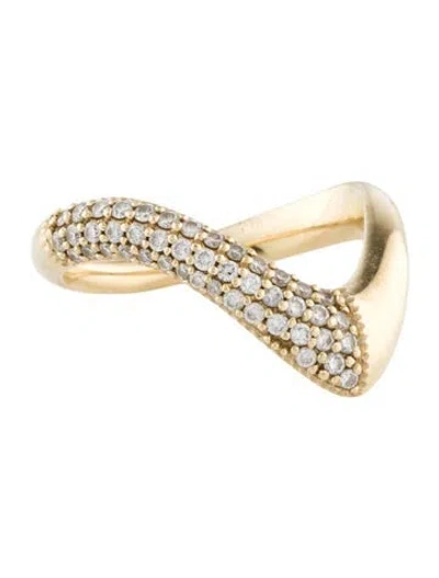 Pre-owned Jacquie Aiche 14k Diamond Large Pave V Wave Ring In Multi