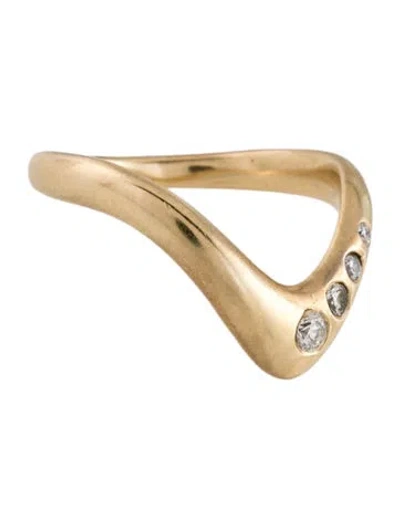 Pre-owned Jacquie Aiche 14k Diamond Large V Wave Ring In Multicolor