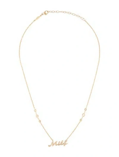 Pre-owned Jacquie Aiche 14k Diamond 'milf' Pendant Necklace, 16" In Multicolor