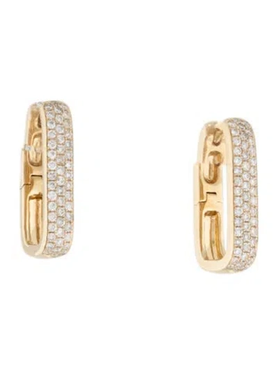 Pre-owned Jacquie Aiche 14k Diamond Rectangle Mini Hoop Earrings In Multicolor