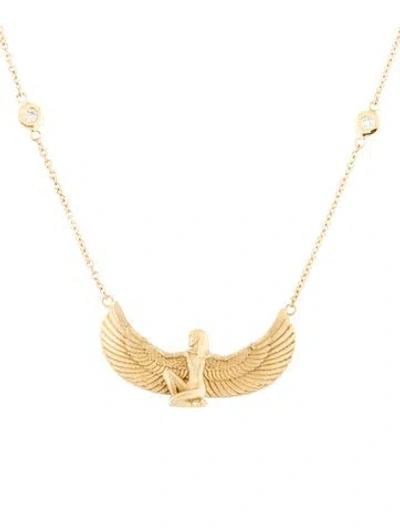 Pre-owned Jacquie Aiche 14k Diamond Small Isis Pendant Necklace, 18" In Multi