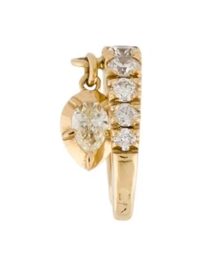 Pre-owned Jacquie Aiche 14k Diamond Upside Down Teardrop Sophie Shaker Ear Cuff In Multi