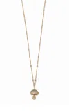 Jacquie Aiche 14k Gold Graduated Pave Diamond Mushroom Cap Smooth Bar Necklace