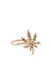 Jacquie Aiche 14k Gold Pave Sweet Leaf Ring