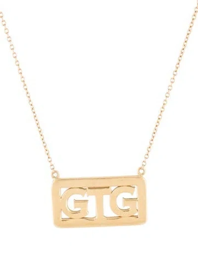 Pre-owned Jacquie Aiche 14k 'gtg' Pendant Necklace, 18" In Multi