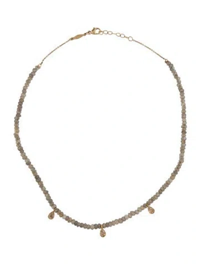 Pre-owned Jacquie Aiche 14k Labradorite & Diamond Station Necklace, 15" In Multicolor