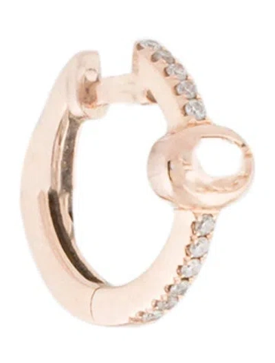 Pre-owned Jacquie Aiche 14k Moonstone & Diamond Single Huggie Earring In Multi