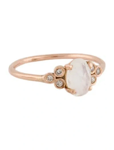 Pre-owned Jacquie Aiche 14k Moonstone Labradorite & Diamond Engagement Ring In Multi