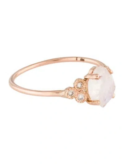 Pre-owned Jacquie Aiche 14k Moonstone Labradorite & Diamond Engagement Ring In Multi