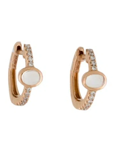 Pre-owned Jacquie Aiche 14k Moonstone Labradorite & Diamond Huggie Earrings In Multi