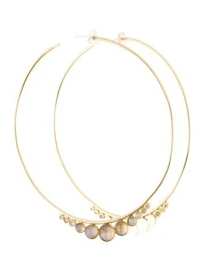 Pre-owned Jacquie Aiche 14k Moonstone Labradorite & Diamond Large Hoop Earrings In Multi