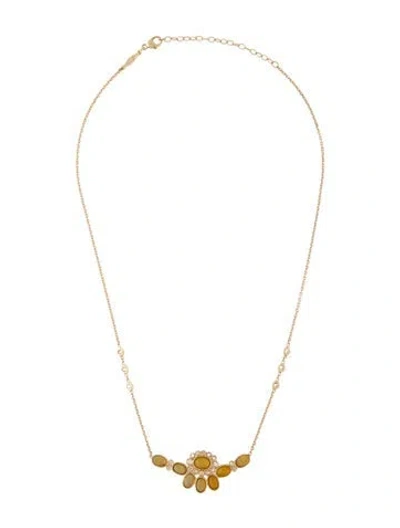 Pre-owned Jacquie Aiche 14k Opal & Diamond Station Necklace, 18" In Multi