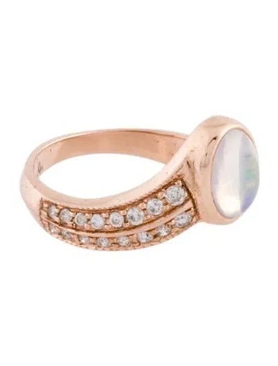 Pre-owned Jacquie Aiche 14k Opal & Diamond V Ring In Multi
