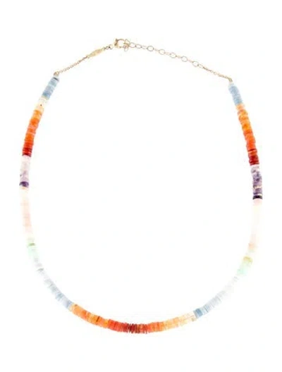 Pre-owned Jacquie Aiche 14k Opal Beaded Necklace, 17" In Multi