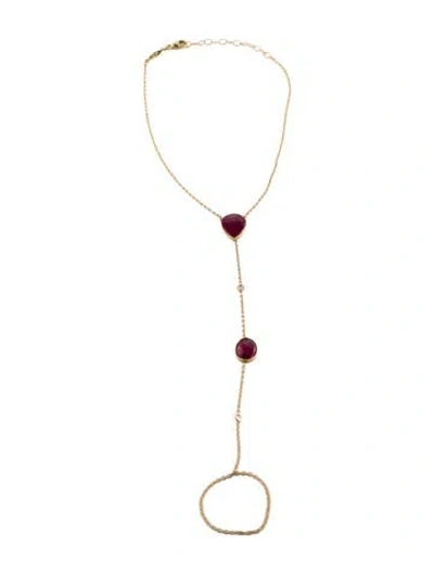 Pre-owned Jacquie Aiche 14k Ruby & Cubic Zirconia Hand Chain, 10.5" In Multi